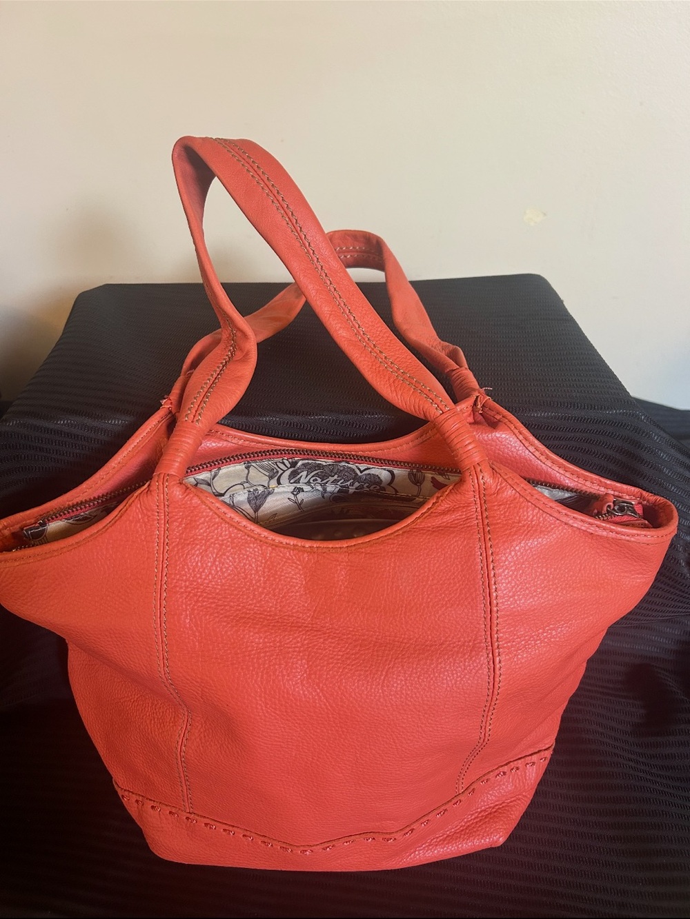 The Sak Orange Pebbled Leather Tote Shoulder Bag - Picture 2 of 8